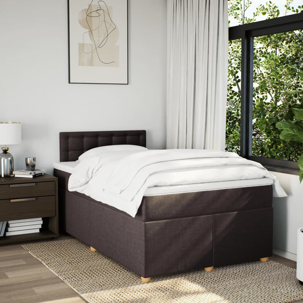 Boxspring met matras stof donkerbruin 120x200 cm is nu te koop bij PeponiXL, paradijselijk wonen!