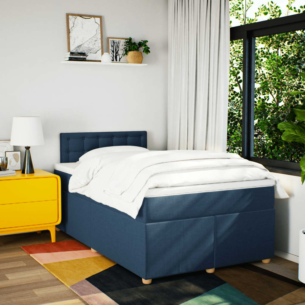 Boxspring met matras stof blauw 120x200 cm is nu te koop bij PeponiXL, paradijselijk wonen!
