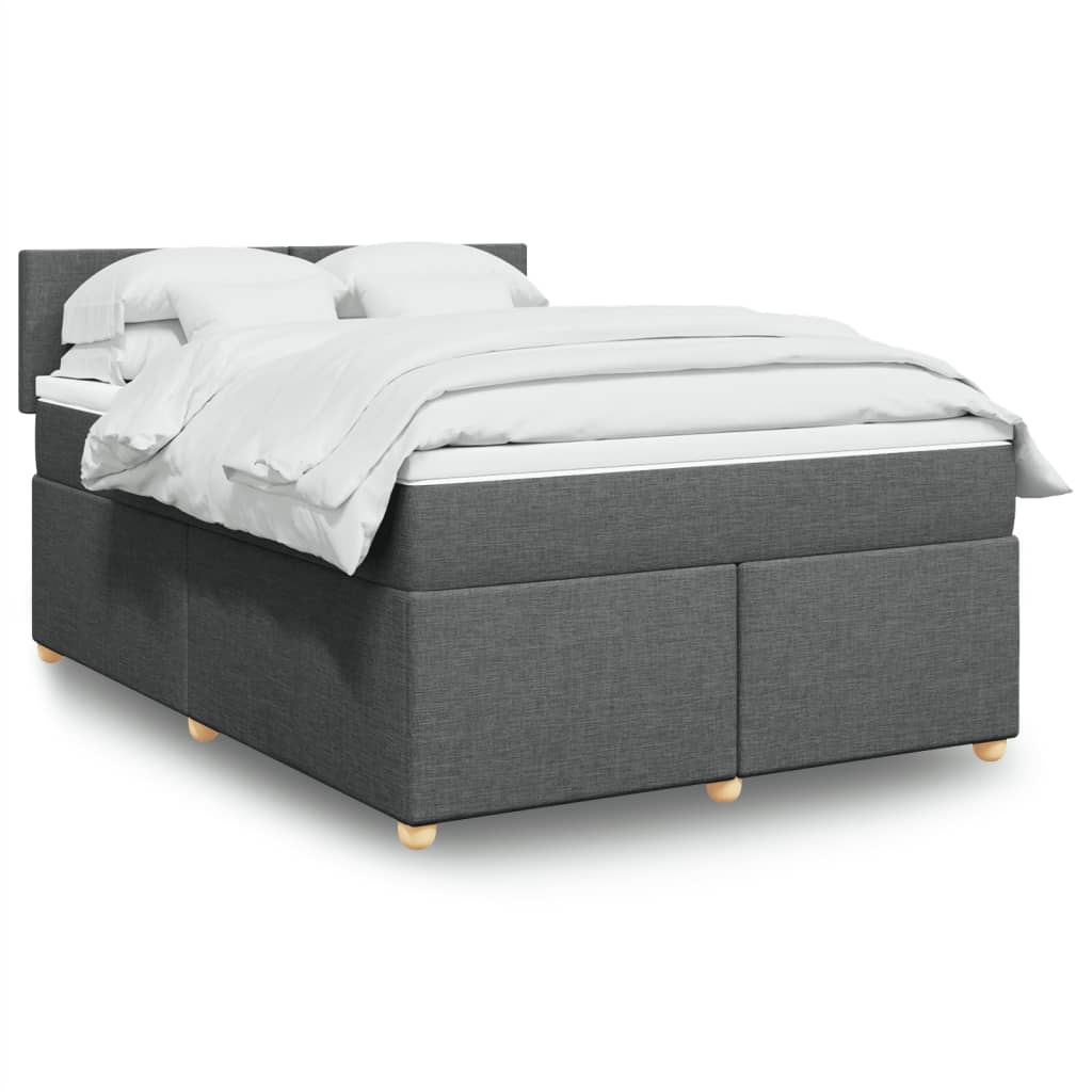 Boxspring met matras stof donkergrijs 140x190 cm is nu te koop bij PeponiXL, paradijselijk wonen!