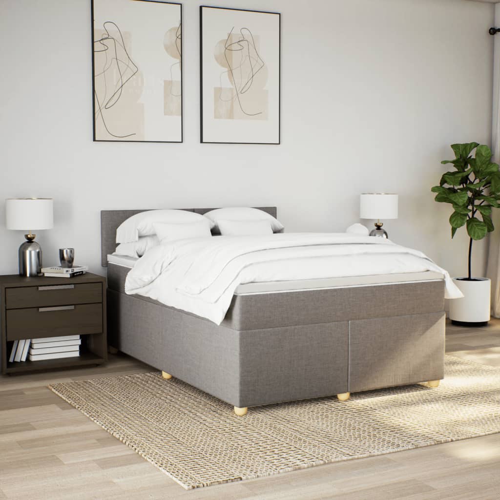 Boxspring met matras stof taupe 140x190 cm is nu te koop bij PeponiXL, paradijselijk wonen!