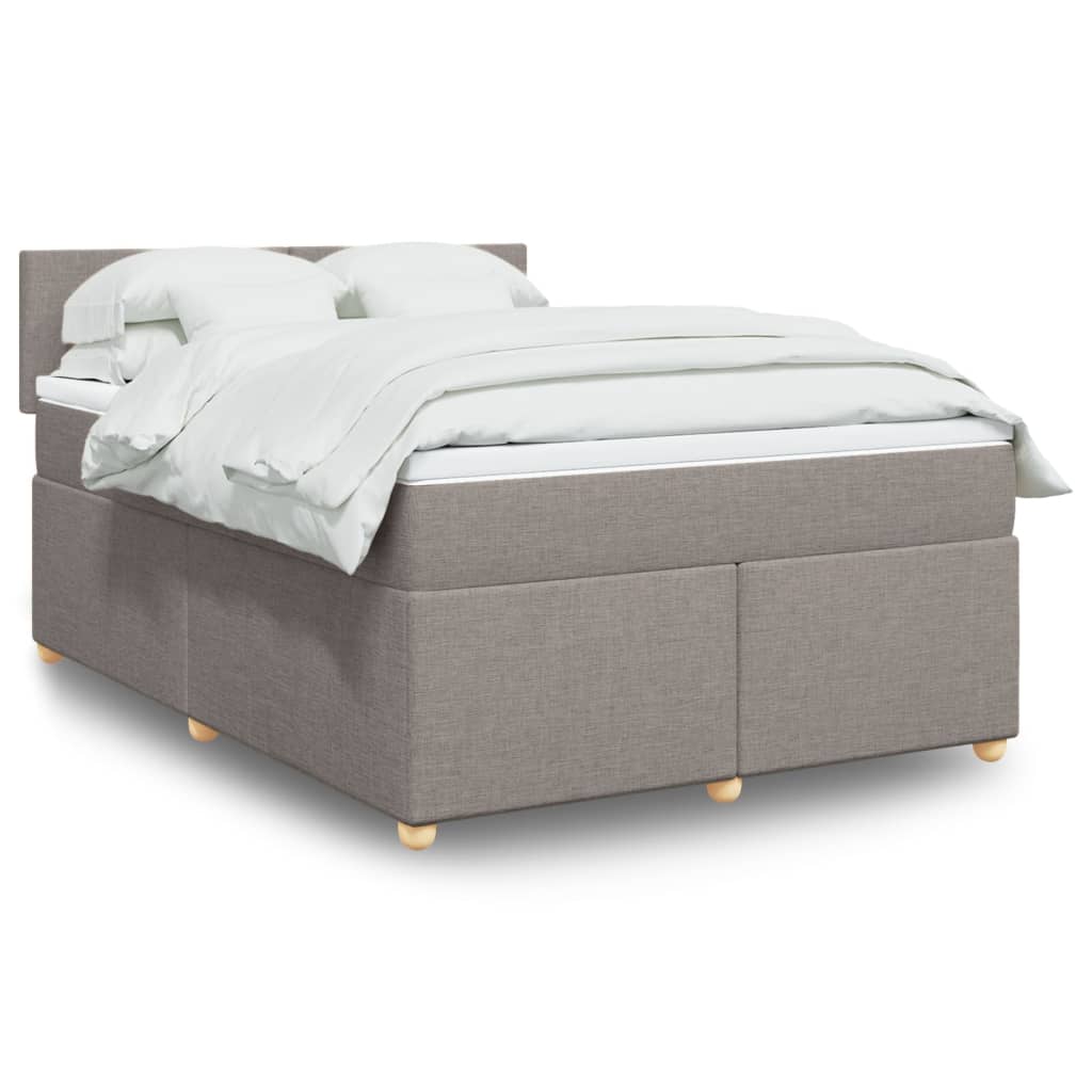 Boxspring met matras stof taupe 140x190 cm is nu te koop bij PeponiXL, paradijselijk wonen!