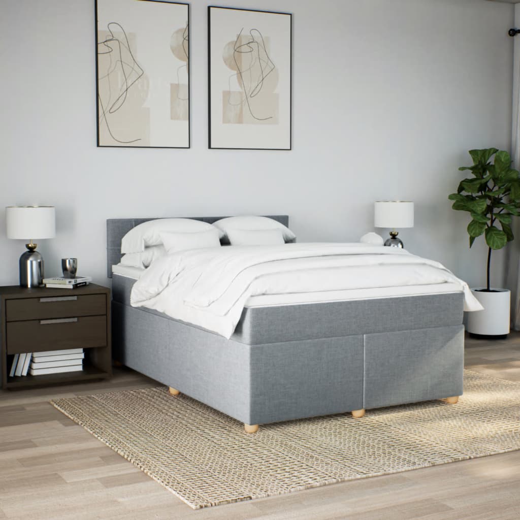 Boxspring met matras stof lichtgrijs 140x190 cm is nu te koop bij PeponiXL, paradijselijk wonen!