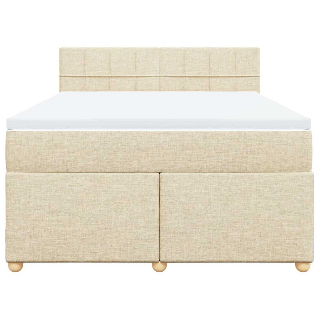 Boxspring met matras stof crèmekleurig 140x190 cm is nu te koop bij PeponiXL, paradijselijk wonen!