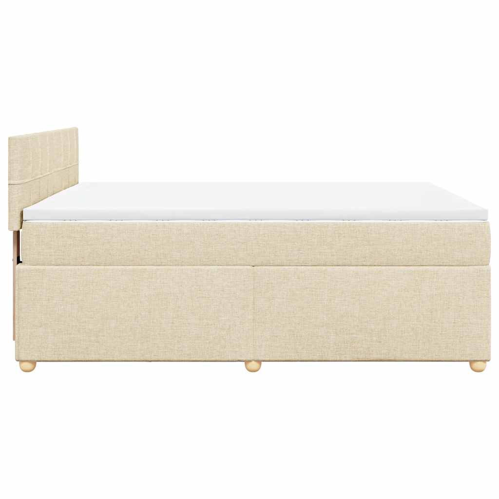 Boxspring met matras stof crèmekleurig 140x190 cm is nu te koop bij PeponiXL, paradijselijk wonen!