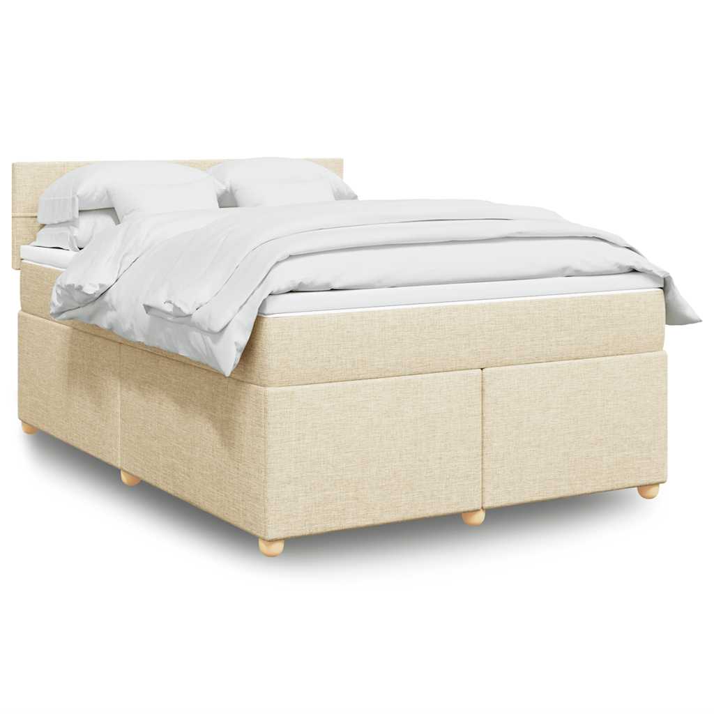 Boxspring met matras stof crèmekleurig 140x190 cm is nu te koop bij PeponiXL, paradijselijk wonen!