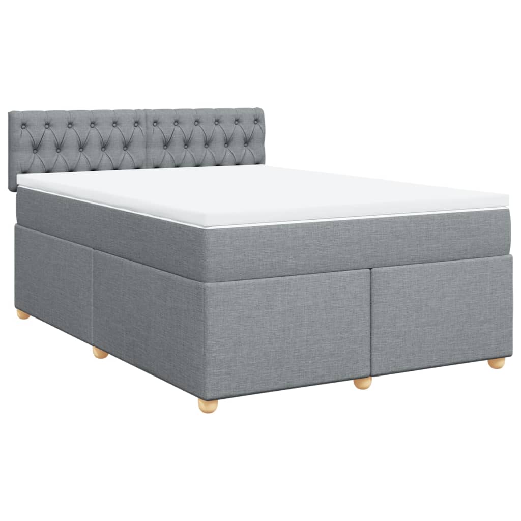 Boxspring met matras stof lichtgrijs 140x190 cm is nu te koop bij PeponiXL, paradijselijk wonen!
