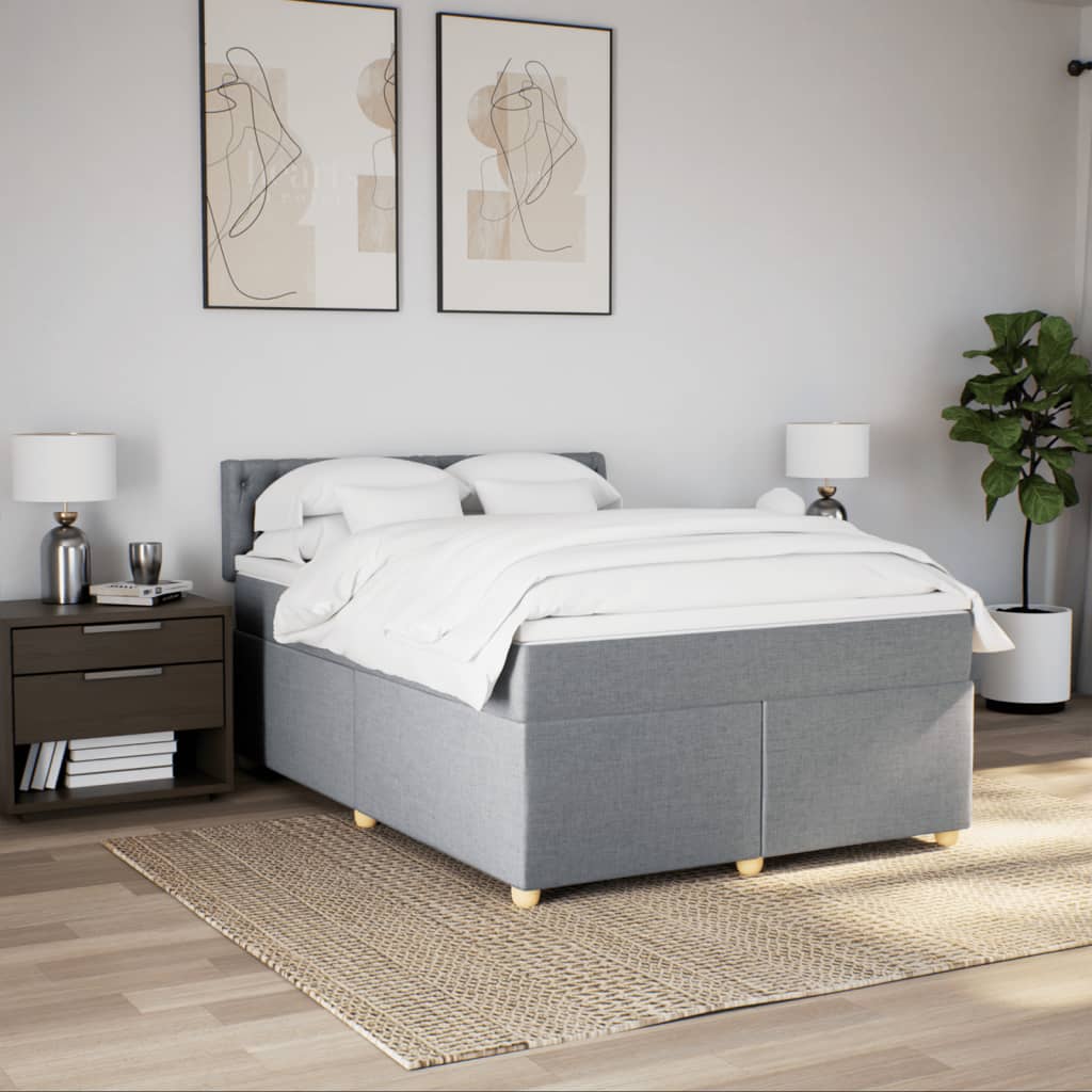 Boxspring met matras stof lichtgrijs 140x190 cm is nu te koop bij PeponiXL, paradijselijk wonen!