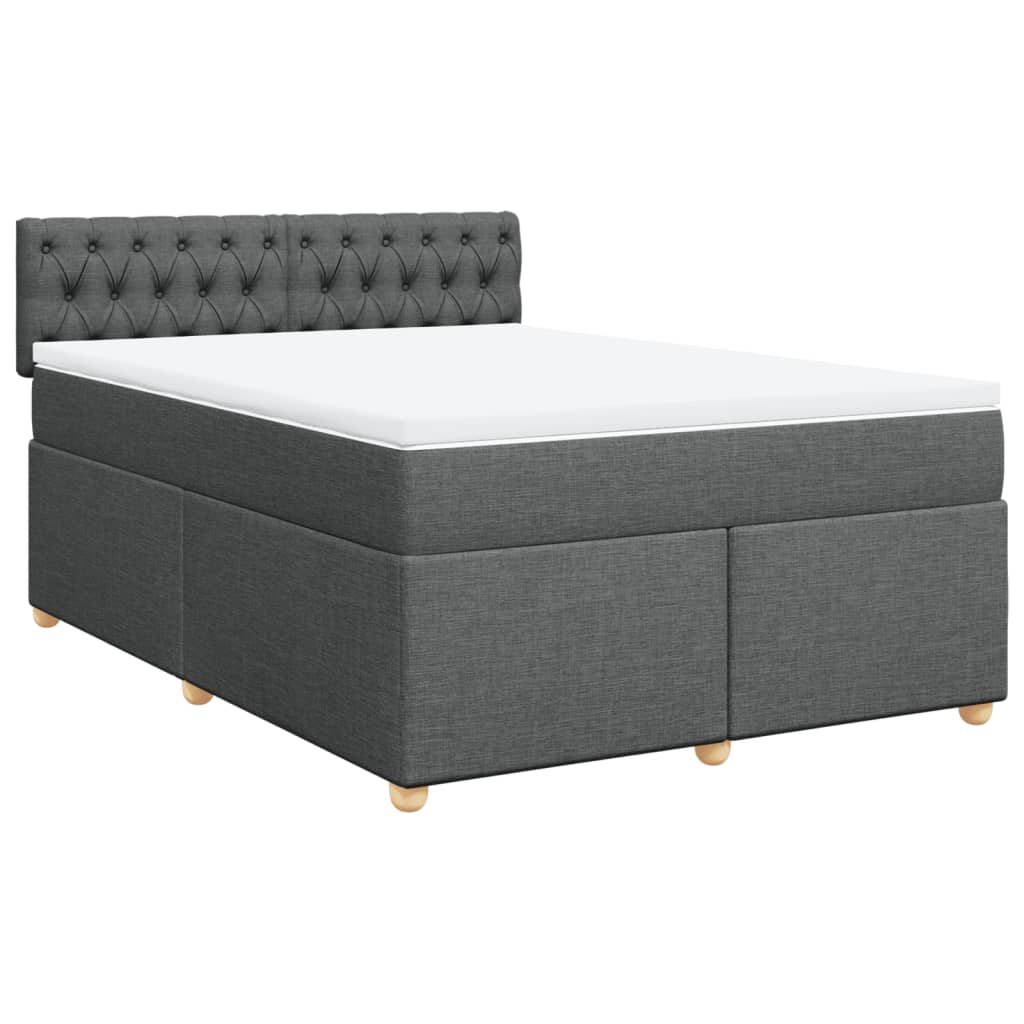 Boxspring met matras stof donkergrijs 140x190 cm is nu te koop bij PeponiXL, paradijselijk wonen!