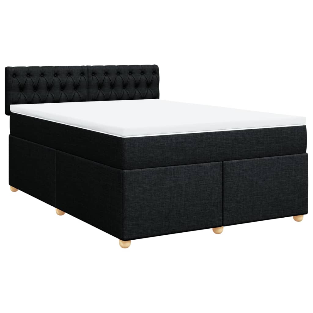 Boxspring met matras stof zwart 140x190 cm is nu te koop bij PeponiXL, paradijselijk wonen!