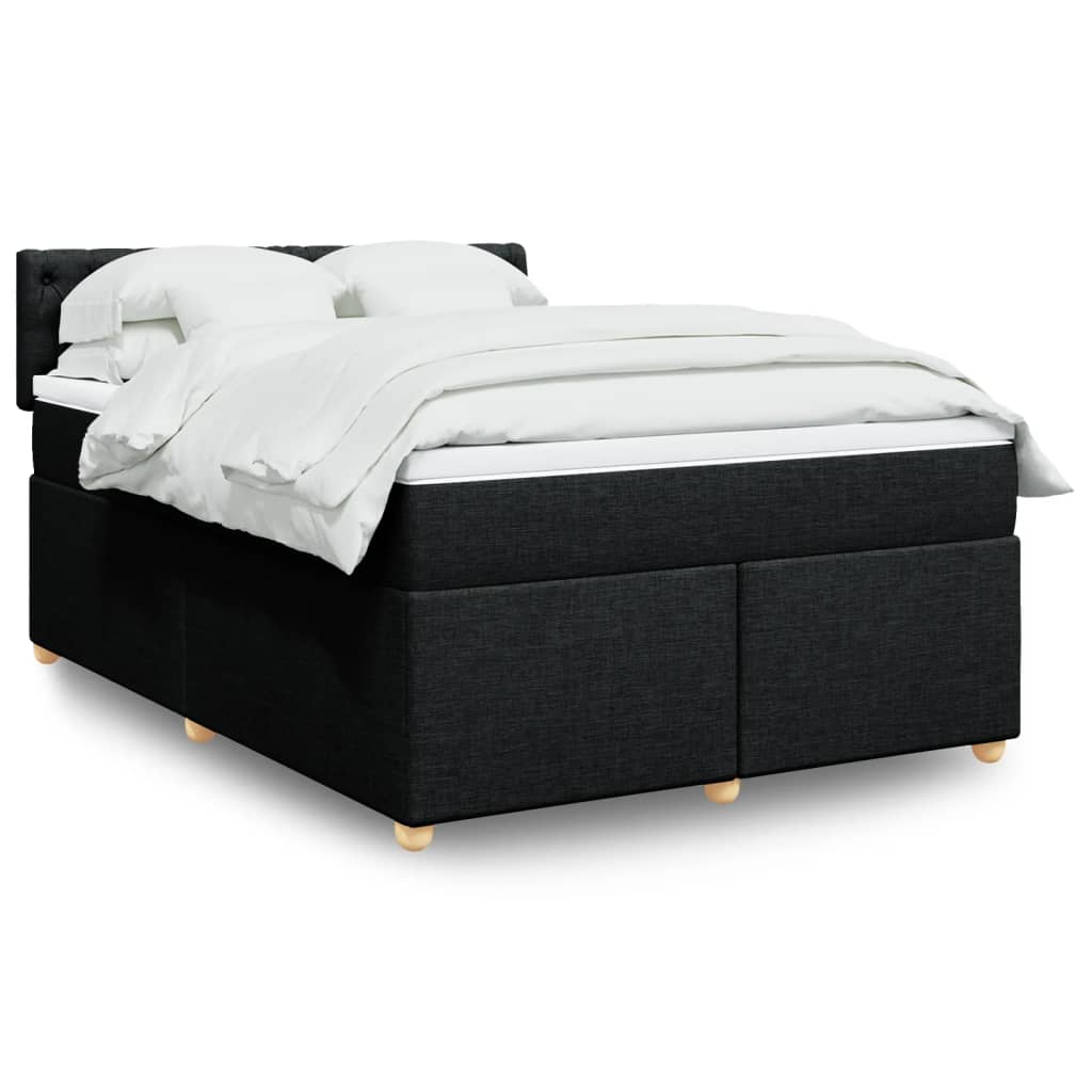 Boxspring met matras stof zwart 140x190 cm is nu te koop bij PeponiXL, paradijselijk wonen!