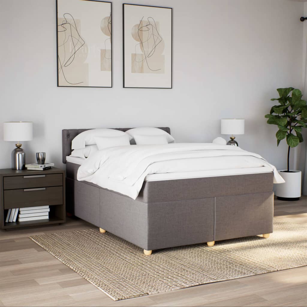 Boxspring met matras stof taupe 140x190 cm is nu te koop bij PeponiXL, paradijselijk wonen!