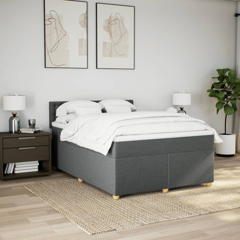 Boxspring met matras stof donkergrijs 140x190 cm is nu te koop bij PeponiXL, paradijselijk wonen!