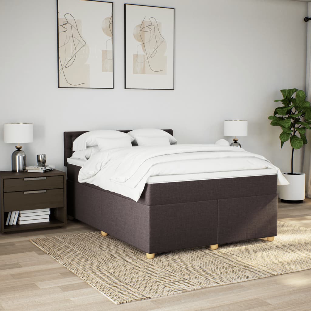 Boxspring met matras stof donkerbruin 140x190 cm is nu te koop bij PeponiXL, paradijselijk wonen!
