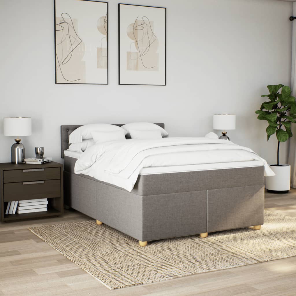 Boxspring met matras stof taupe 140x190 cm is nu te koop bij PeponiXL, paradijselijk wonen!