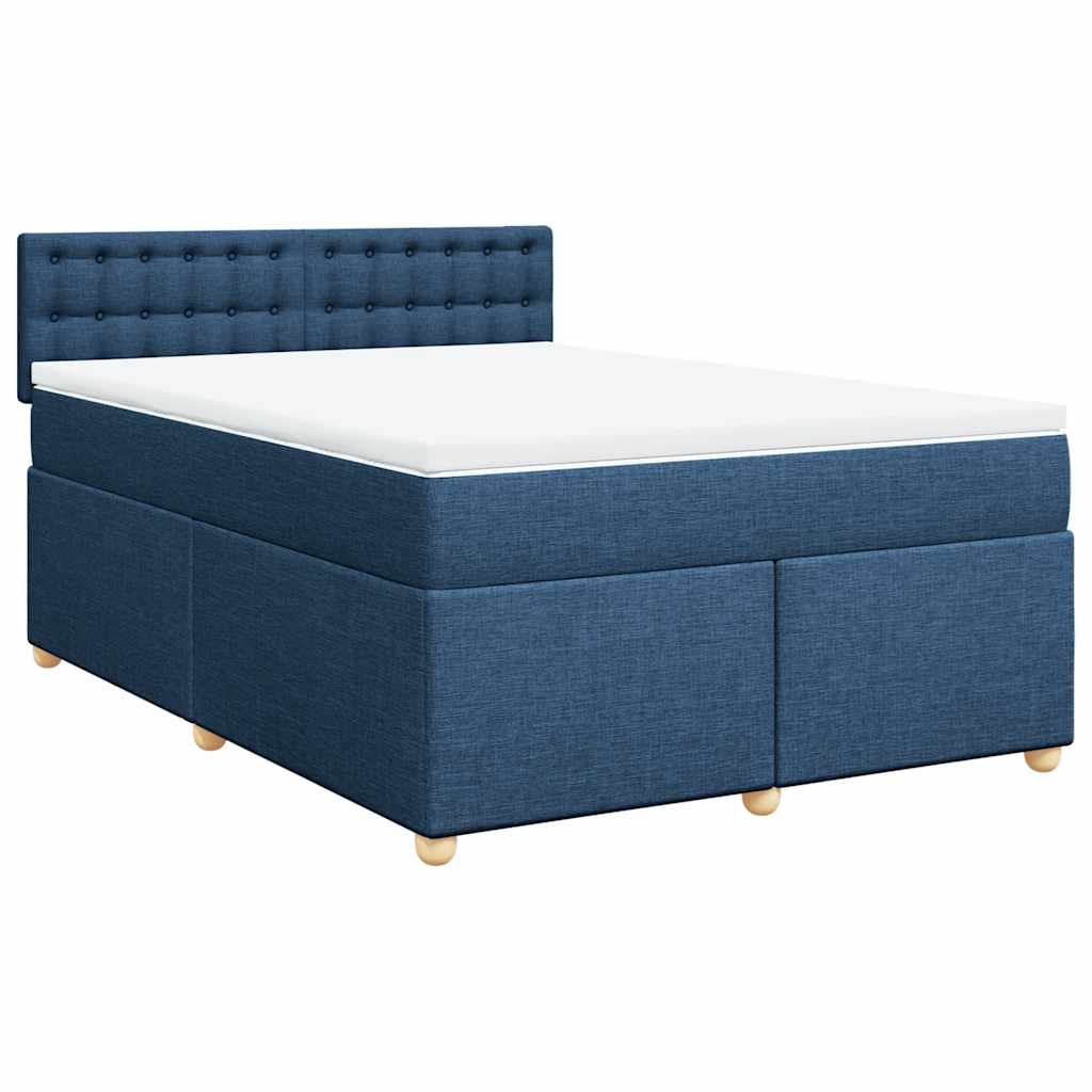 Boxspring met matras stof blauw 140x190 cm is nu te koop bij PeponiXL, paradijselijk wonen!