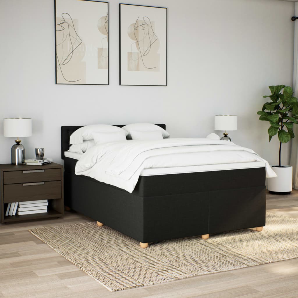 Boxspring met matras stof zwart 140x200 cm is nu te koop bij PeponiXL, paradijselijk wonen!