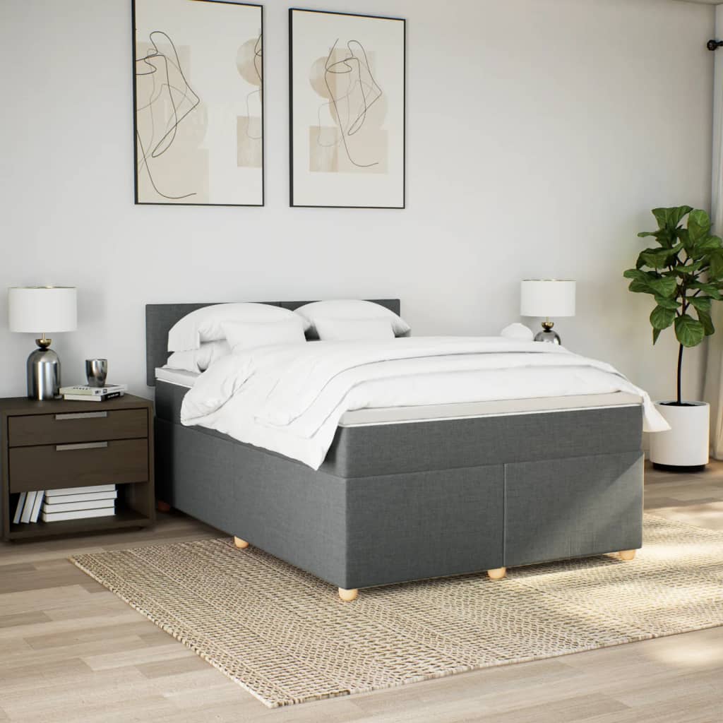 Boxspring met matras stof donkergrijs 160x200 cm is nu te koop bij PeponiXL, paradijselijk wonen!