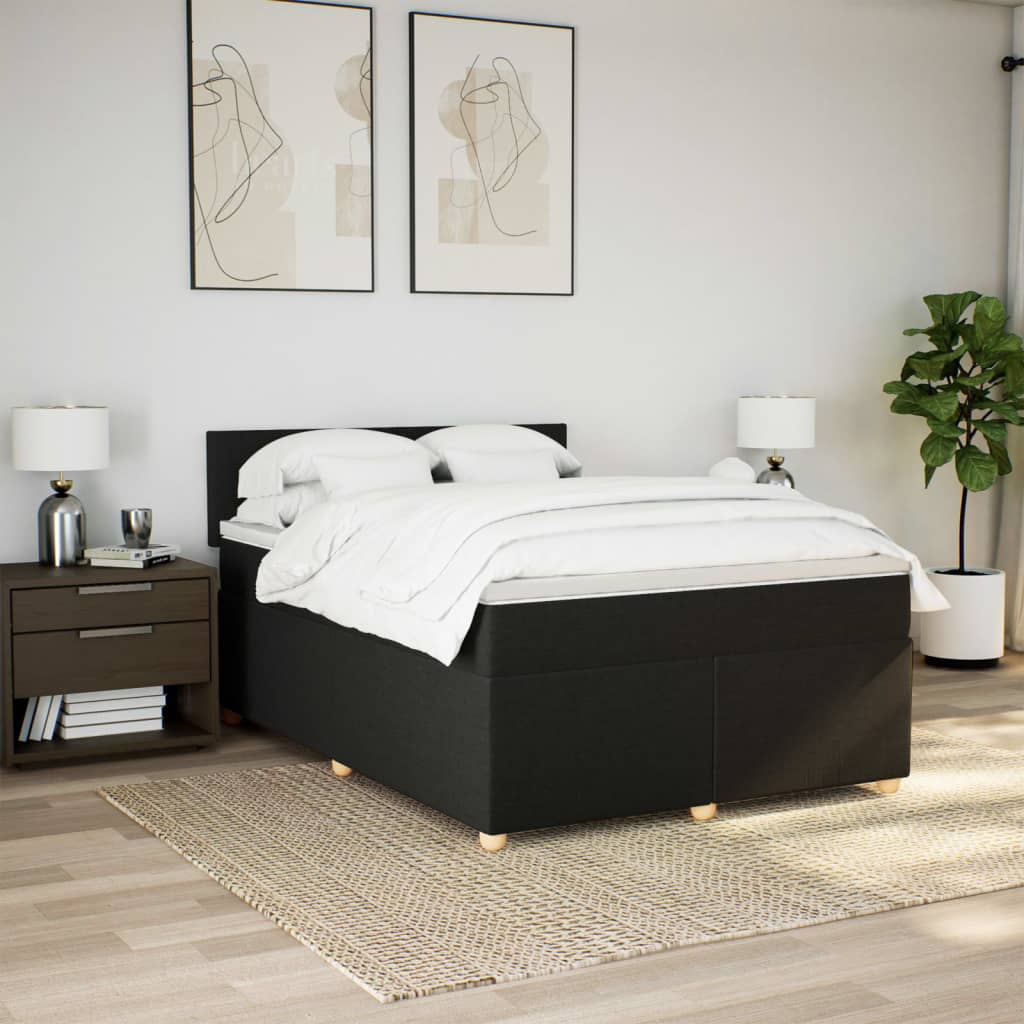 Boxspring met matras stof zwart 160x200 cm is nu te koop bij PeponiXL, paradijselijk wonen!