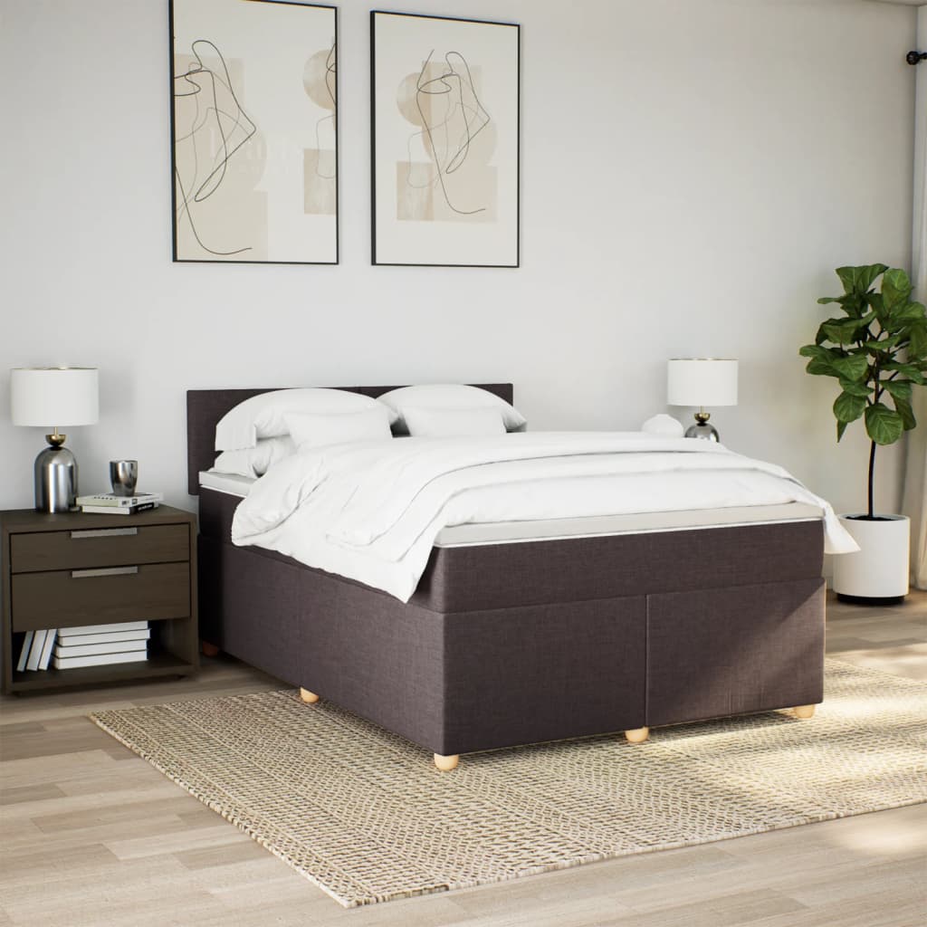 Boxspring met matras stof donkerbruin 160x200 cm is nu te koop bij PeponiXL, paradijselijk wonen!