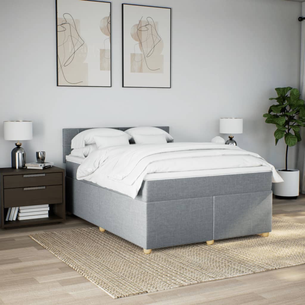 Boxspring met matras stof lichtgrijs 160x200 cm is nu te koop bij PeponiXL, paradijselijk wonen!