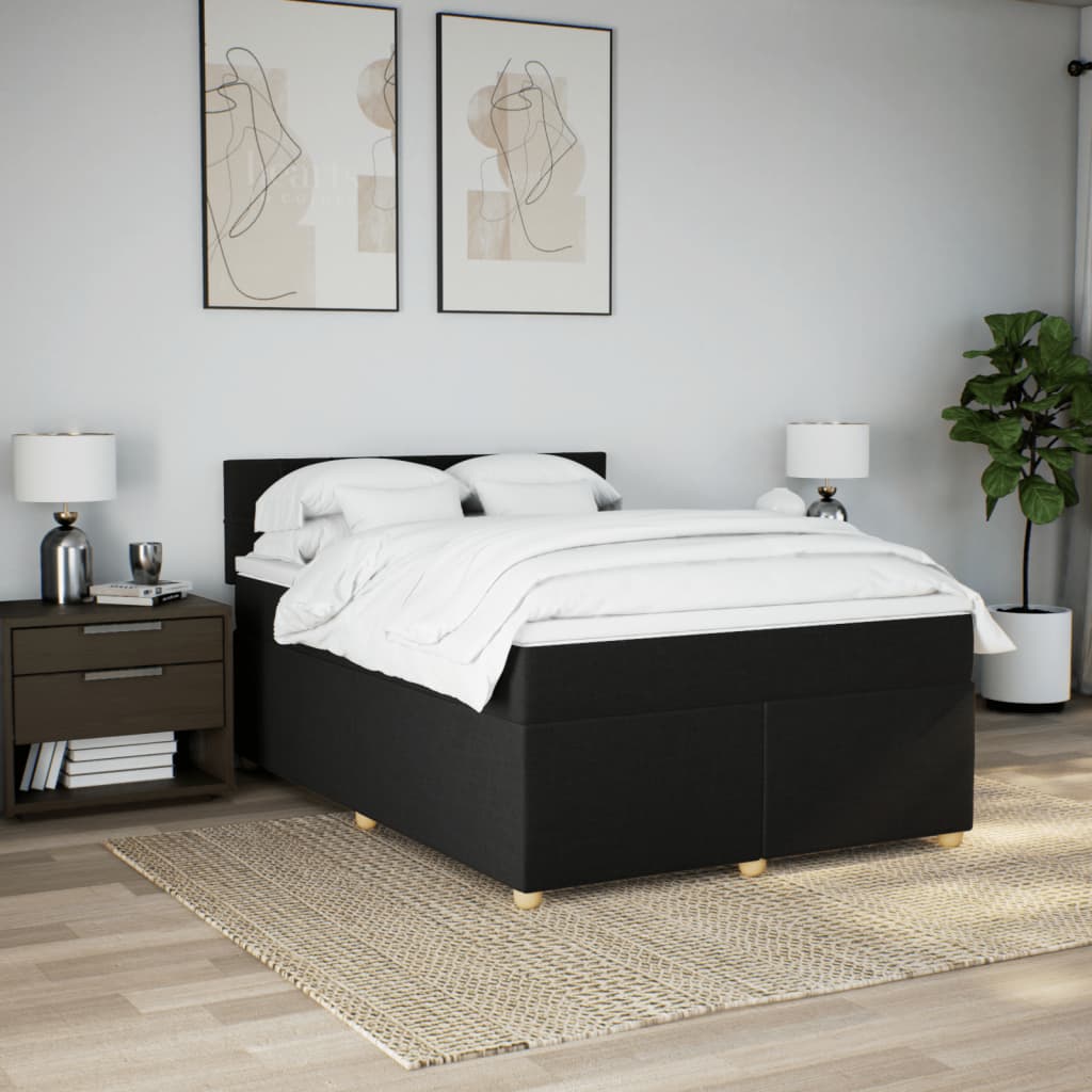 Boxspring met matras stof zwart 160x200 cm is nu te koop bij PeponiXL, paradijselijk wonen!