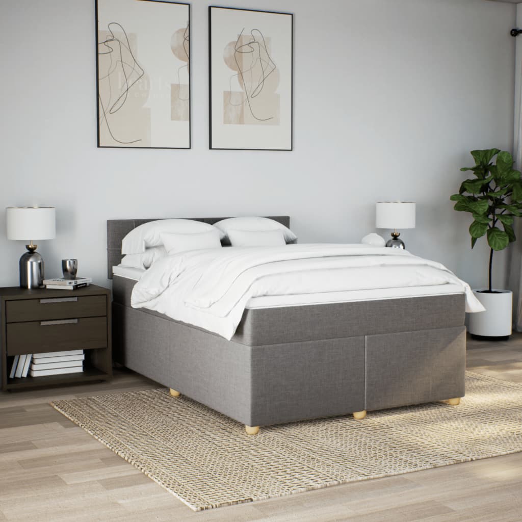 Boxspring met matras stof taupe 160x200 cm is nu te koop bij PeponiXL, paradijselijk wonen!