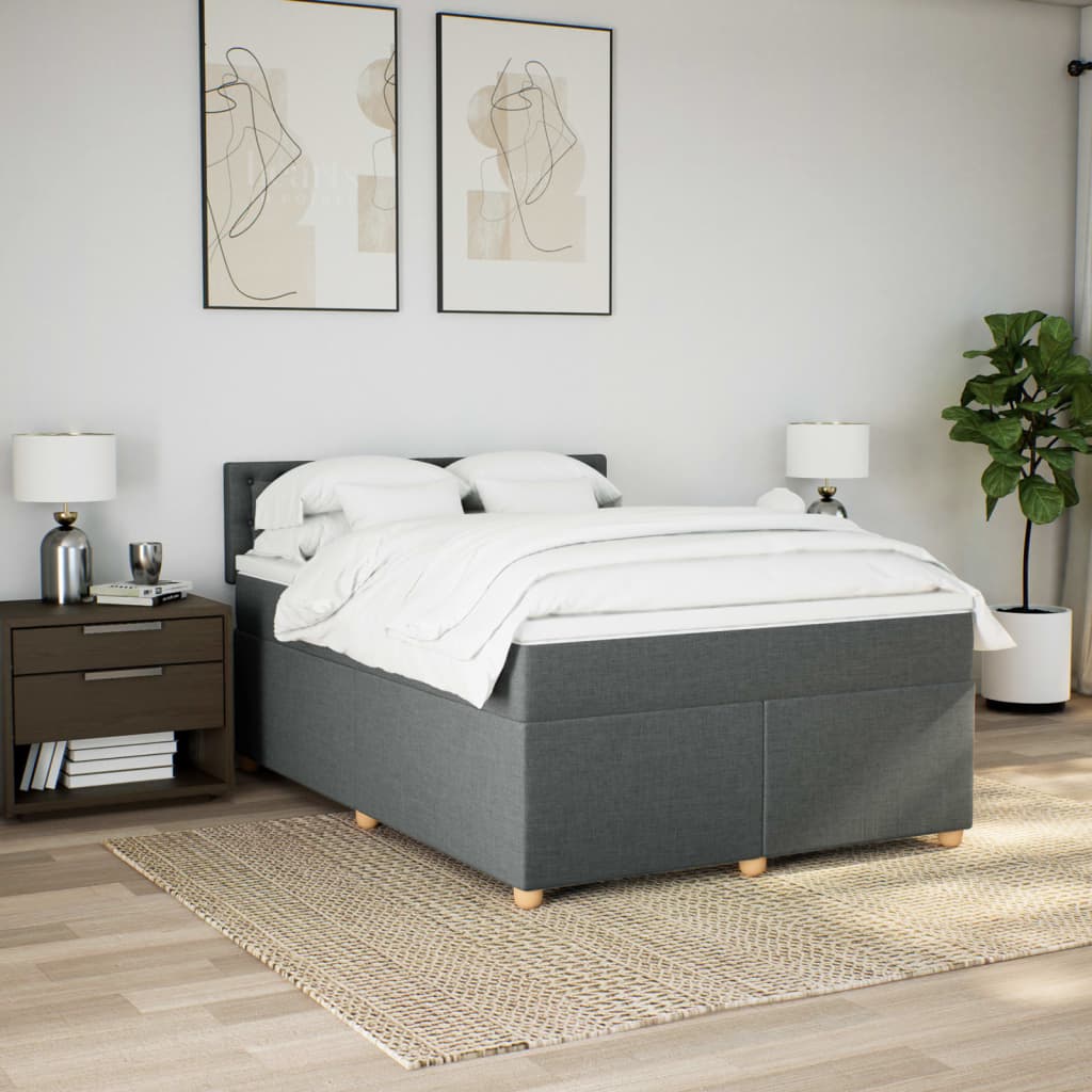Boxspring met matras stof donkergrijs 160x200 cm is nu te koop bij PeponiXL, paradijselijk wonen!