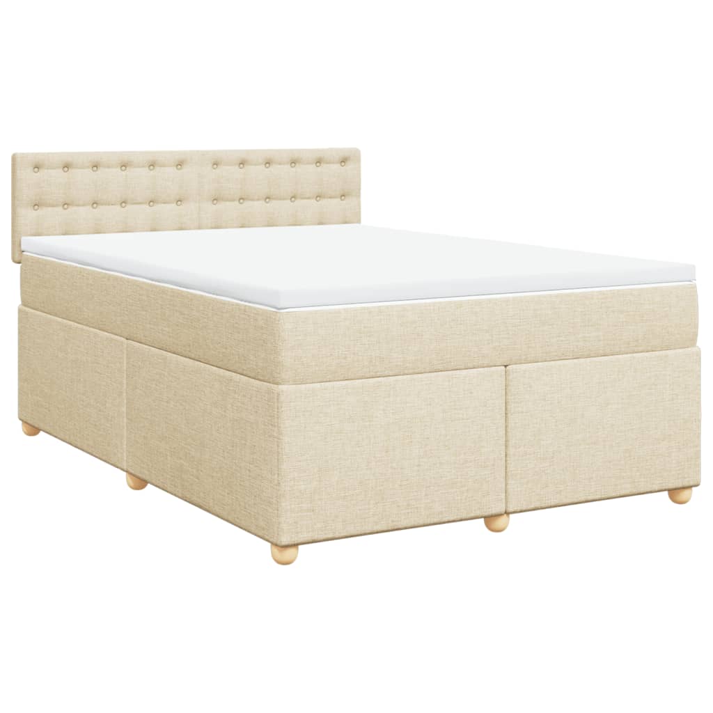 Boxspring met matras stof crèmekleurig 160x200 cm is nu te koop bij PeponiXL, paradijselijk wonen!