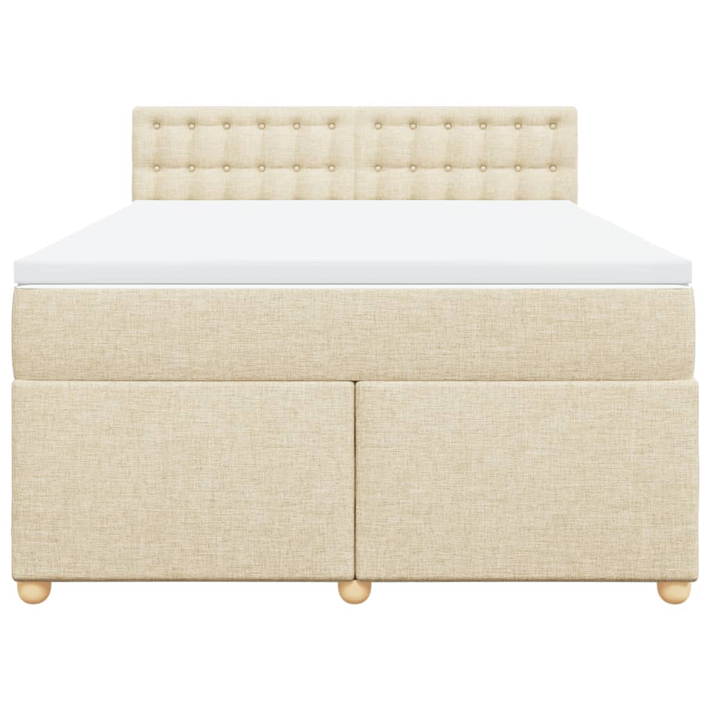 Boxspring met matras stof crèmekleurig 160x200 cm is nu te koop bij PeponiXL, paradijselijk wonen!