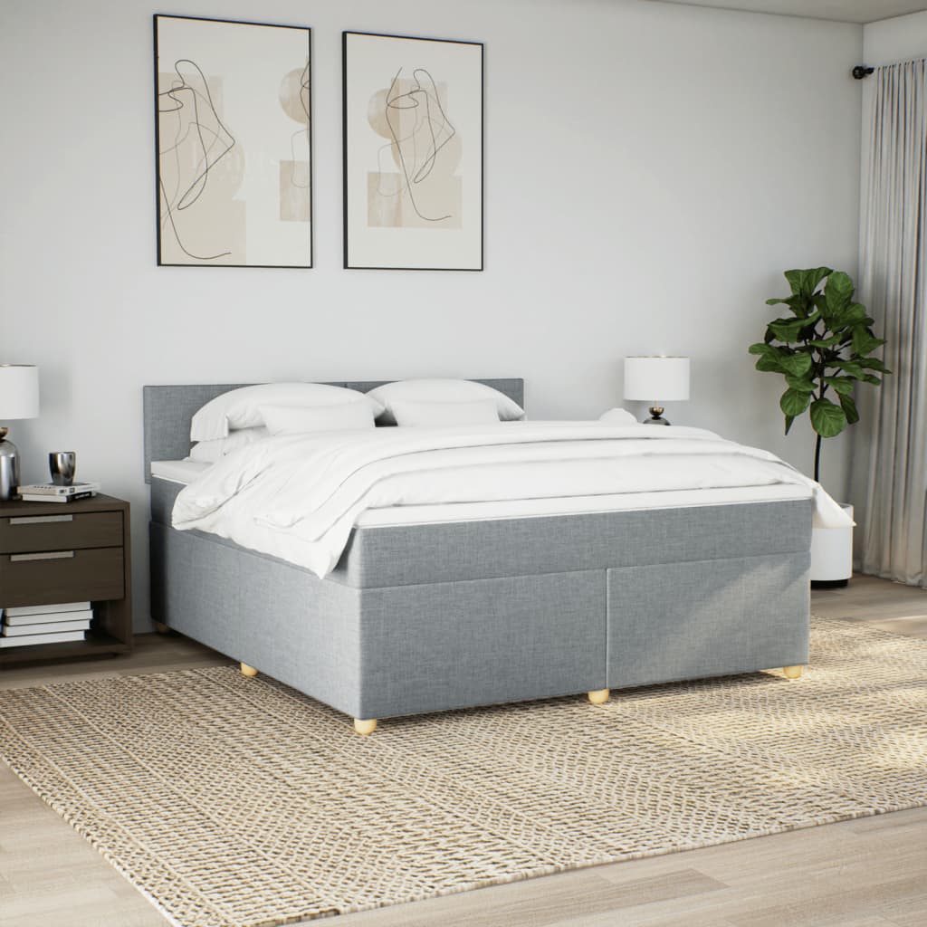 Boxspring met matras stof lichtgrijs 180x200 cm is nu te koop bij PeponiXL, paradijselijk wonen!
