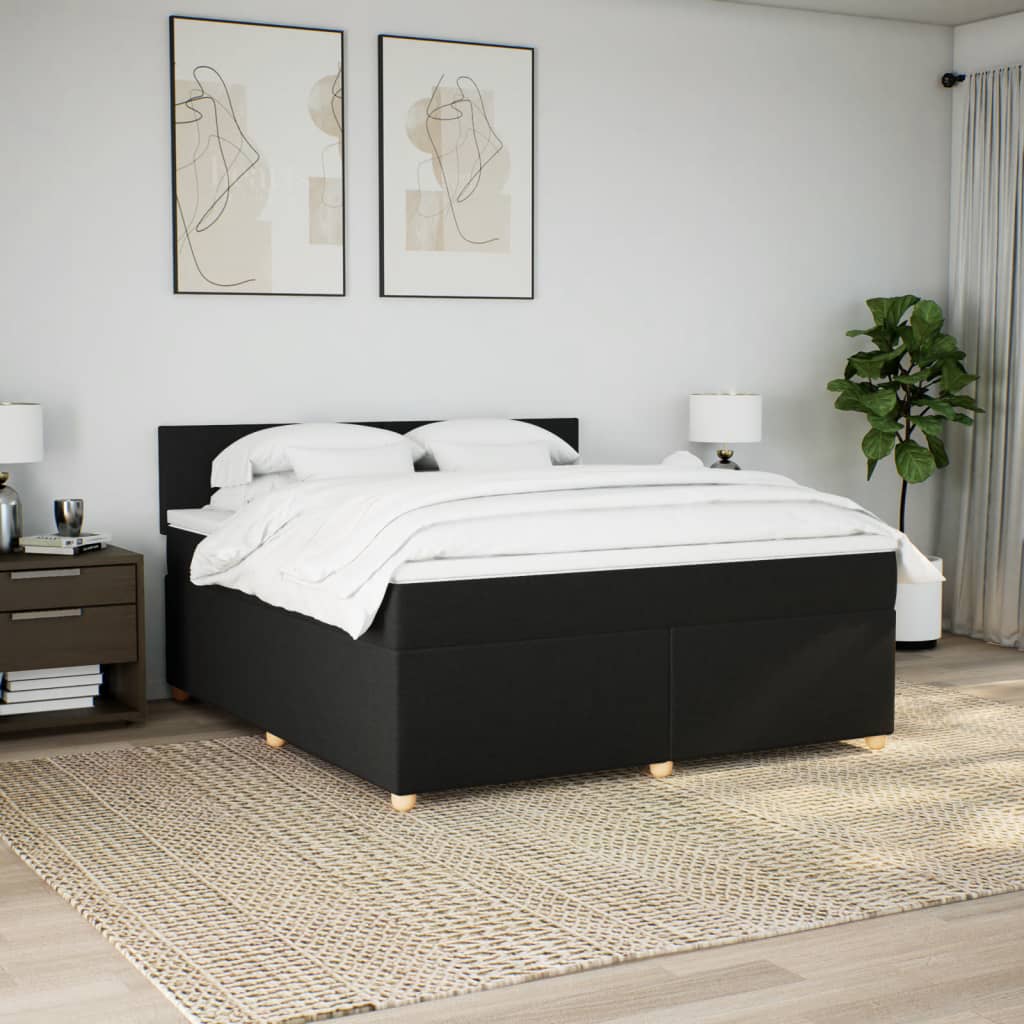 Boxspring met matras stof zwart 180x200 cm is nu te koop bij PeponiXL, paradijselijk wonen!