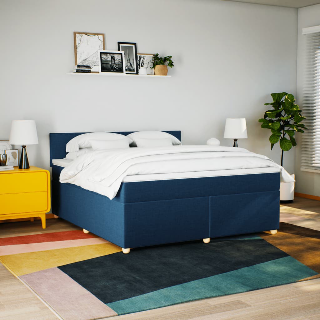 Boxspring met matras stof blauw 180x200 cm is nu te koop bij PeponiXL, paradijselijk wonen!
