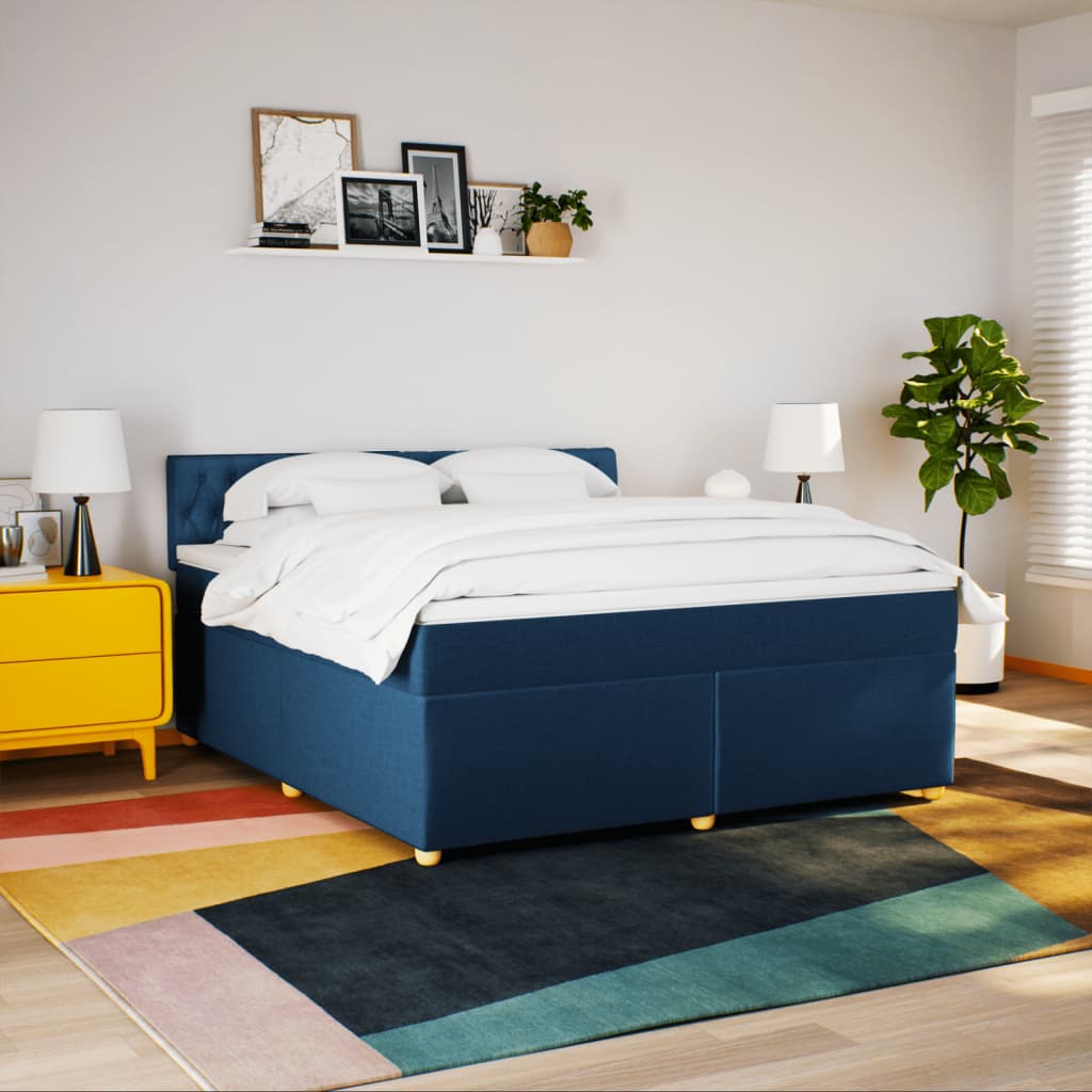 Boxspring met matras stof blauw 180x200 cm is nu te koop bij PeponiXL, paradijselijk wonen!