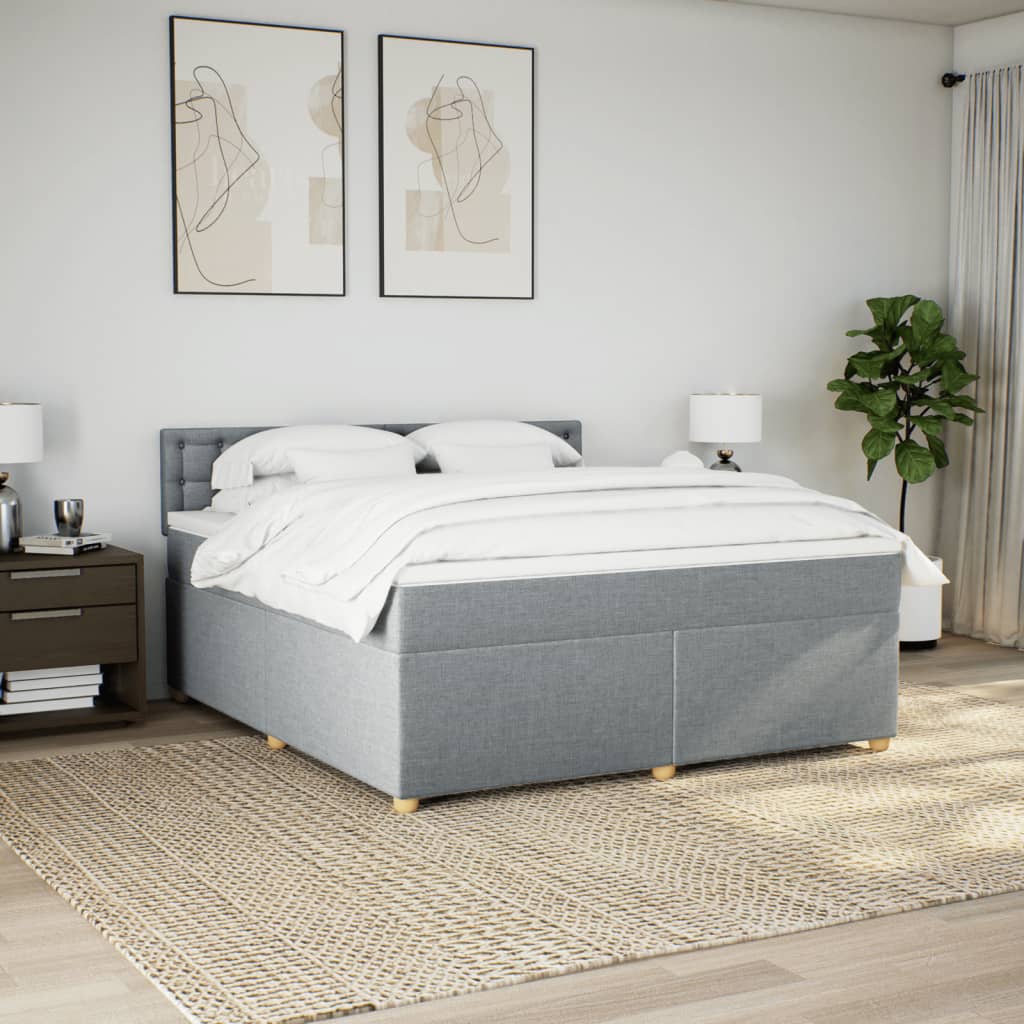 Boxspring met matras stof lichtgrijs 180x200 cm is nu te koop bij PeponiXL, paradijselijk wonen!