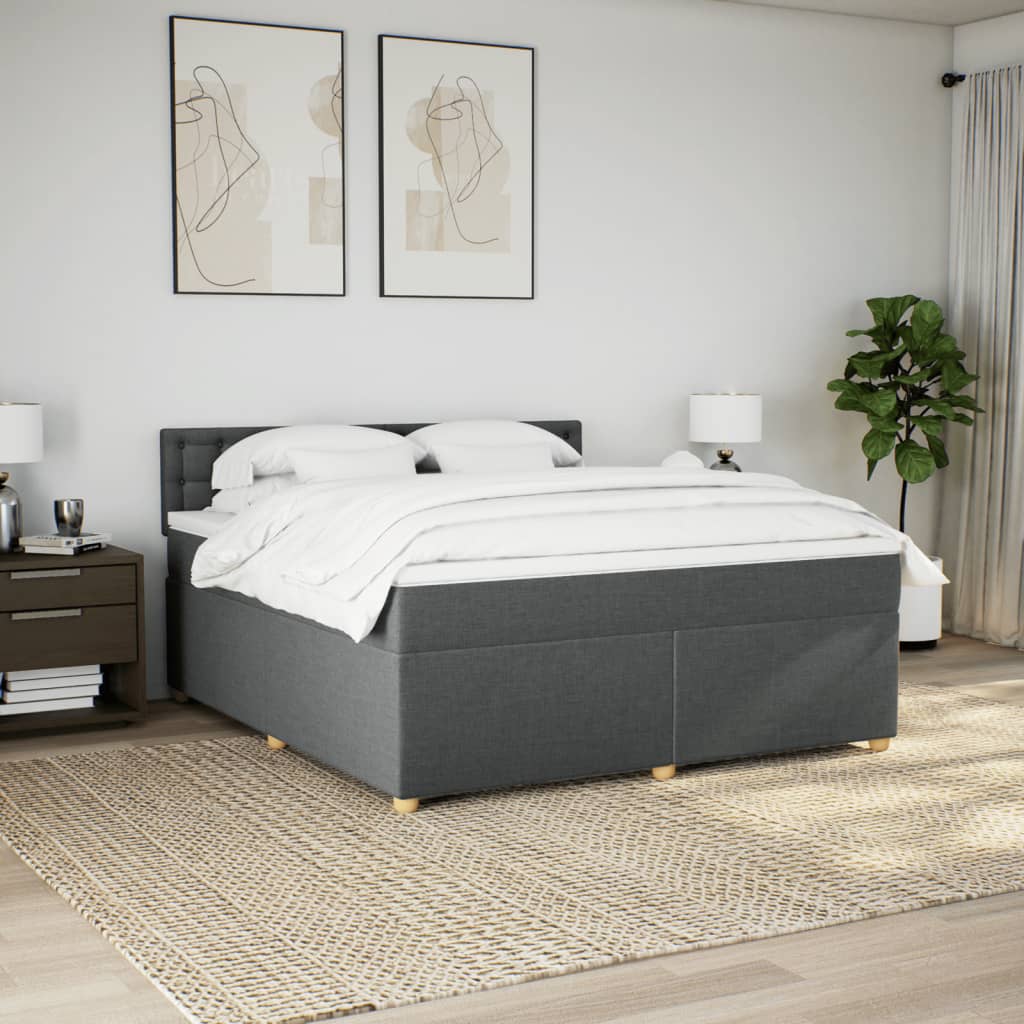 Boxspring met matras stof donkergrijs 180x200 cm is nu te koop bij PeponiXL, paradijselijk wonen!