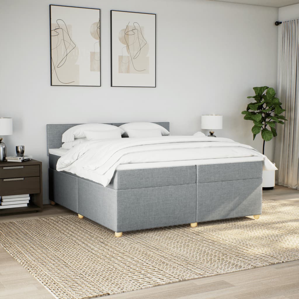 Boxspring met matras stof lichtgrijs 200x200 cm is nu te koop bij PeponiXL, paradijselijk wonen!