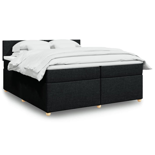 Boxspring met matras stof zwart 200x200 cm is nu te koop bij PeponiXL, paradijselijk wonen!