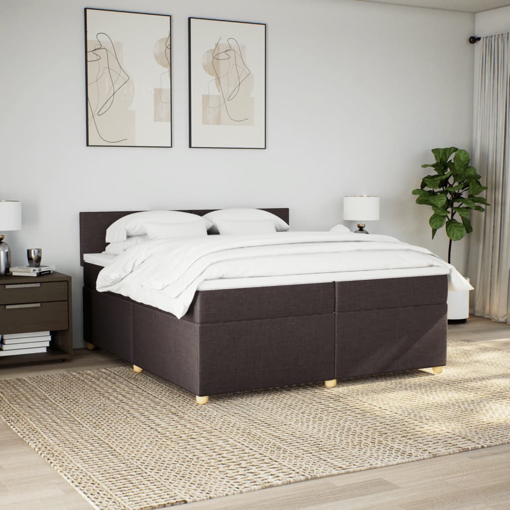 Boxspring met matras stof donkerbruin 200x200 cm is nu te koop bij PeponiXL, paradijselijk wonen!
