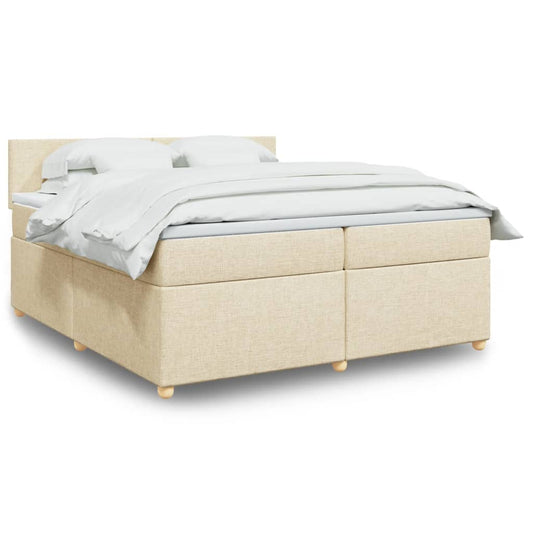 Boxspring met matras stof crèmekleurig 200x200 cm is nu te koop bij PeponiXL, paradijselijk wonen!
