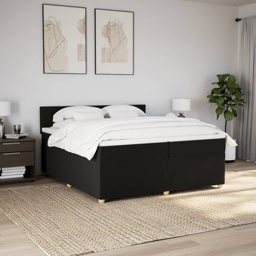 Boxspring met matras stof zwart 200x200 cm is nu te koop bij PeponiXL, paradijselijk wonen!