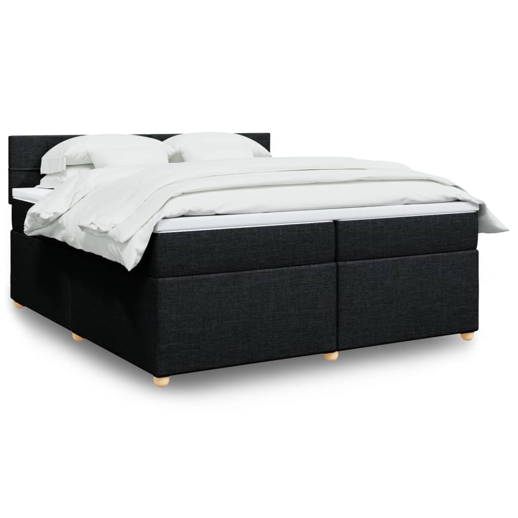 Boxspring met matras stof zwart 200x200 cm is nu te koop bij PeponiXL, paradijselijk wonen!