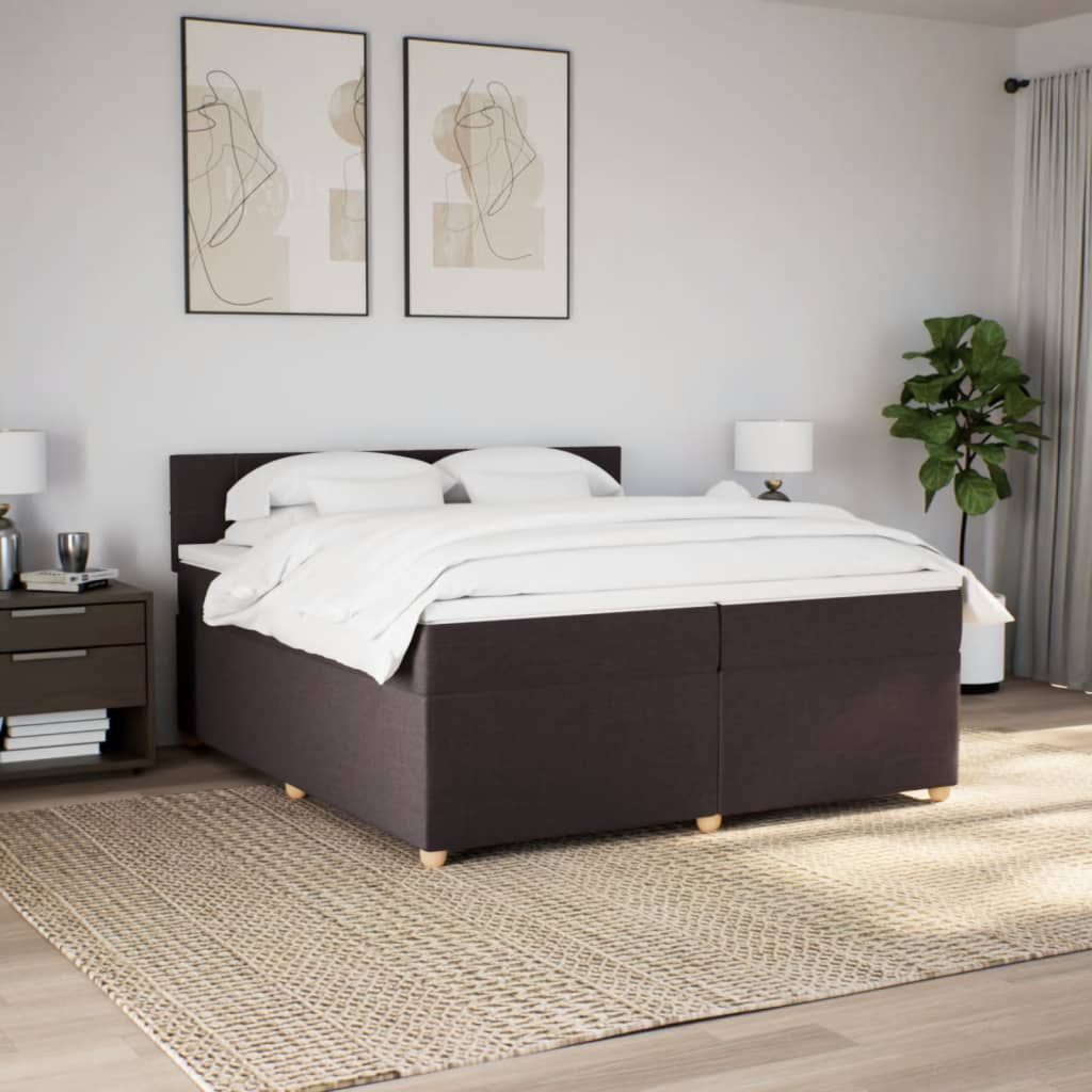 Boxspring met matras stof donkerbruin 200x200 cm is nu te koop bij PeponiXL, paradijselijk wonen!