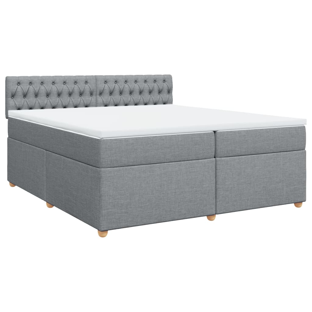Boxspring met matras stof lichtgrijs 200x200 cm is nu te koop bij PeponiXL, paradijselijk wonen!