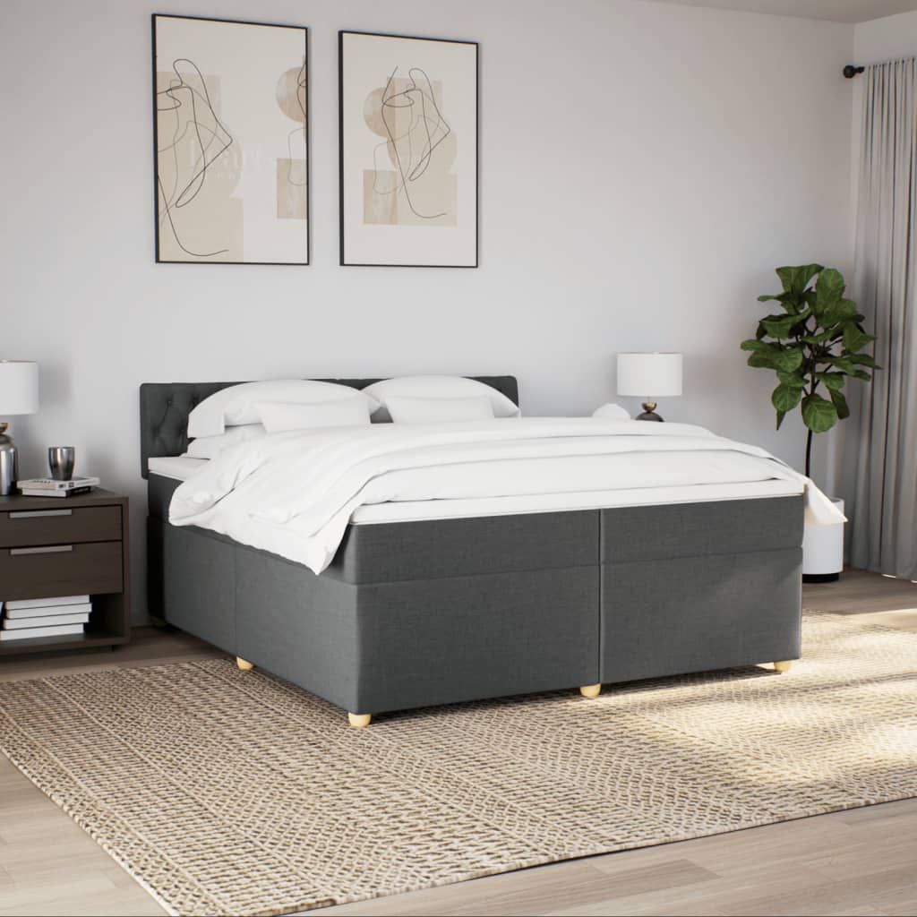 Boxspring met matras stof donkergrijs 200x200 cm is nu te koop bij PeponiXL, paradijselijk wonen!
