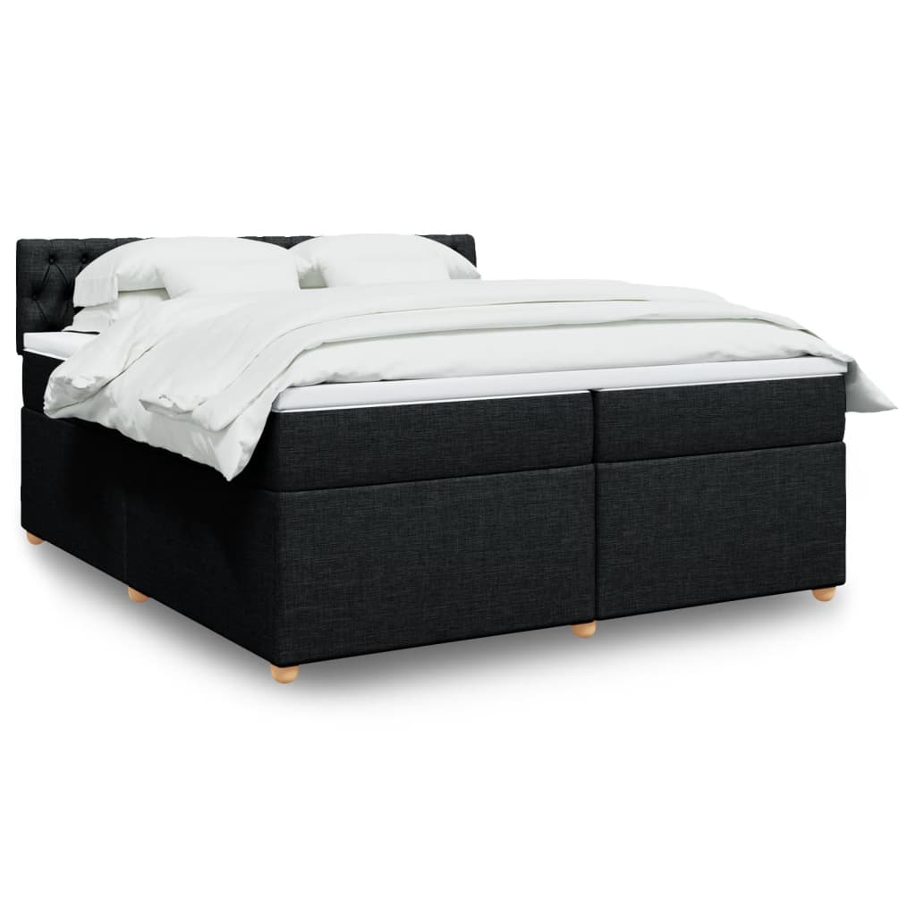 Boxspring met matras stof zwart 200x200 cm is nu te koop bij PeponiXL, paradijselijk wonen!