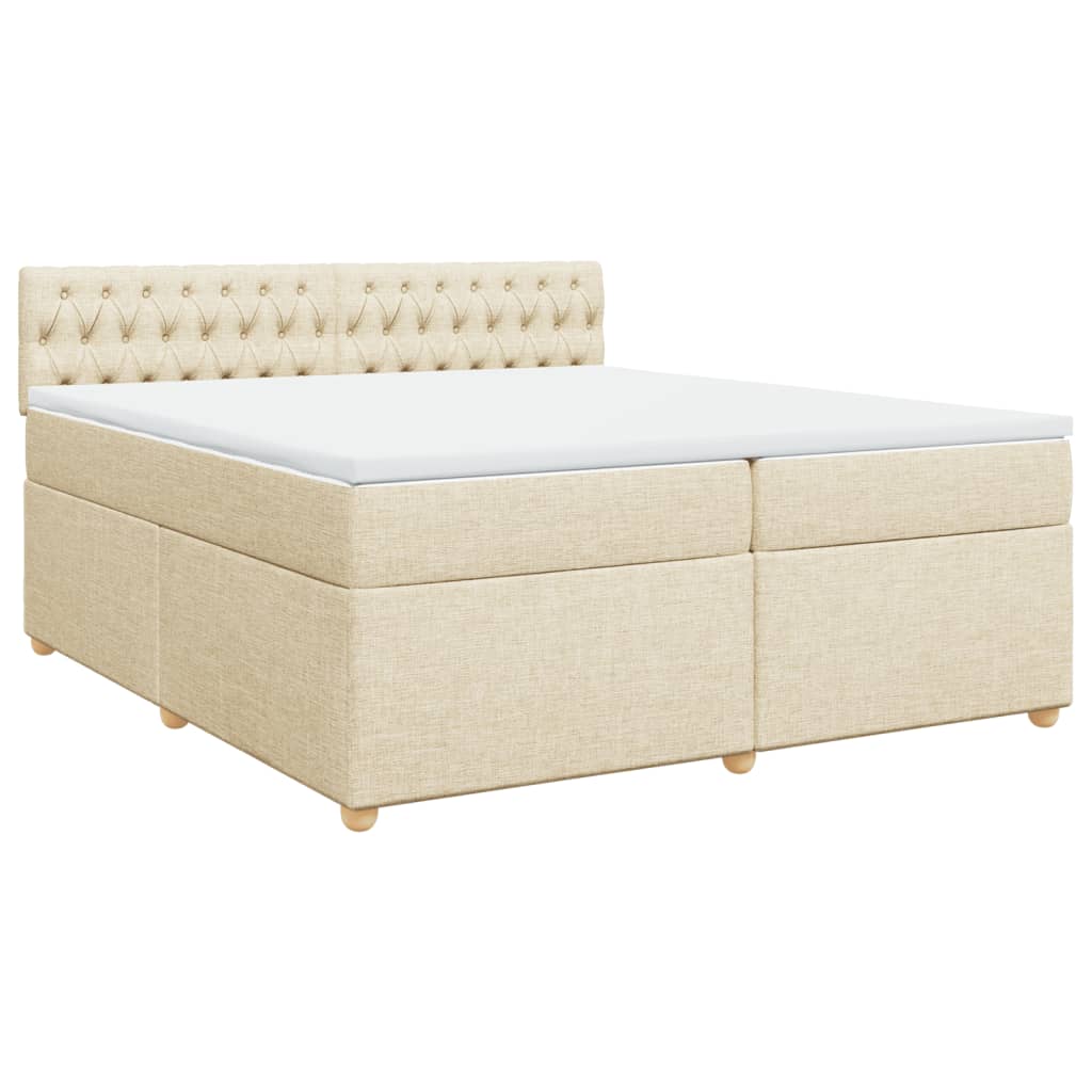 Boxspring met matras stof crèmekleurig 200x200 cm is nu te koop bij PeponiXL, paradijselijk wonen!