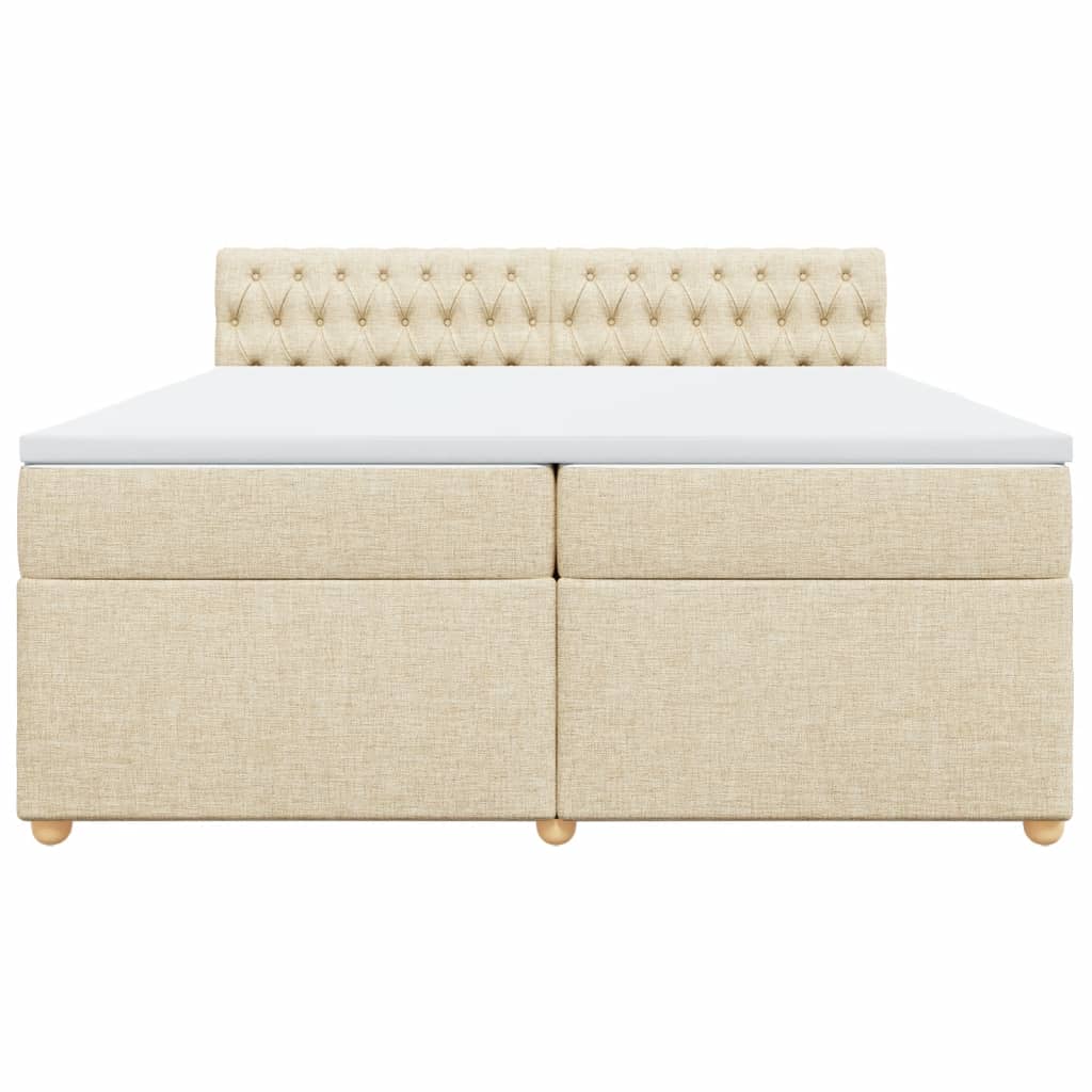 Boxspring met matras stof crèmekleurig 200x200 cm is nu te koop bij PeponiXL, paradijselijk wonen!