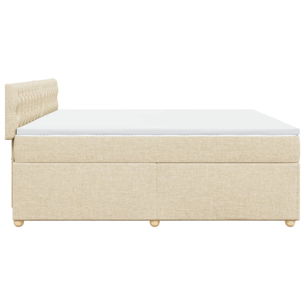 Boxspring met matras stof crèmekleurig 200x200 cm is nu te koop bij PeponiXL, paradijselijk wonen!