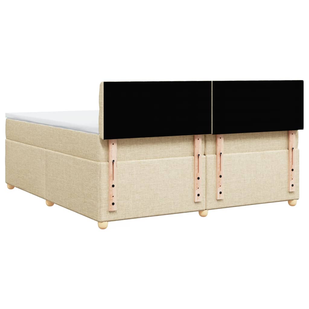 Boxspring met matras stof crèmekleurig 200x200 cm is nu te koop bij PeponiXL, paradijselijk wonen!