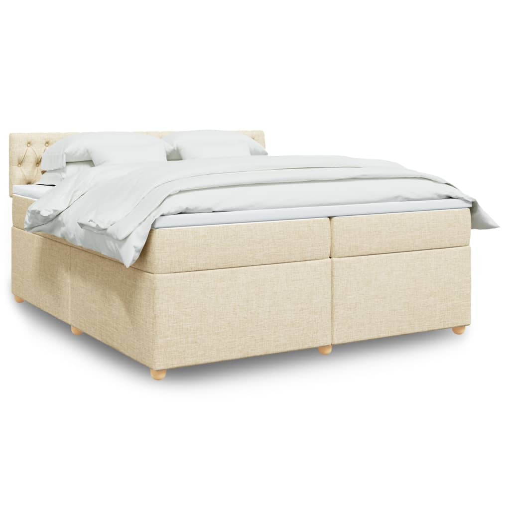 Boxspring met matras stof crèmekleurig 200x200 cm is nu te koop bij PeponiXL, paradijselijk wonen!
